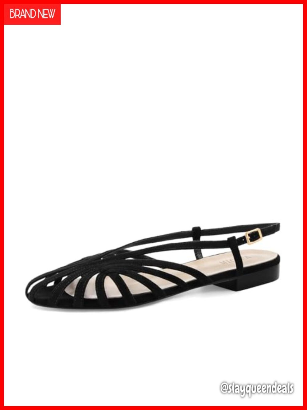 Slingback Flat Sandals Square Toe Buckle Strap Slip On Summer Dress Casual Shoes